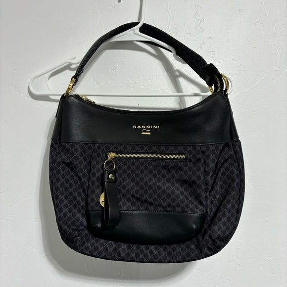 Nannini Firenze Shoulder Bag Purse Black Zip Closure - Picture 1 of 11